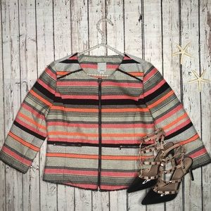 Halogen Tan Striped Blazer • Size Medium Petite